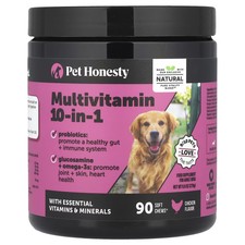 2 X Pet Honesty, Multivitamin 10-in-1, For Adult Dogs, Chicken, 90 Soft Chews, 9