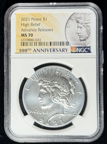 2021 $1 Peace Dollar 100th Anniversary NGC MS70 Advance Releases