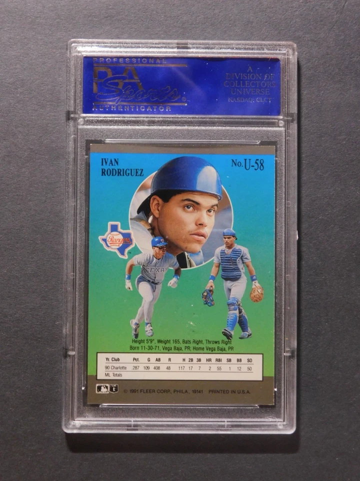 1991 Fleer Ultra Update - Ivan Rodriguez - #U-58 - PSA 8 - Image 2 of 2