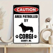 Vintage Corgi Patrol Warning Tin Metal Signs Home D cor 8x12 Rustic Dog Wall Art