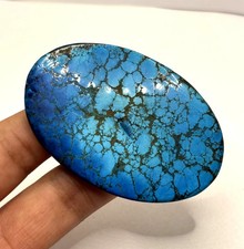 Certified 135.33 Ct Natural Spiderweb Oval Cut Turquoise Blue Untreated Gemstone