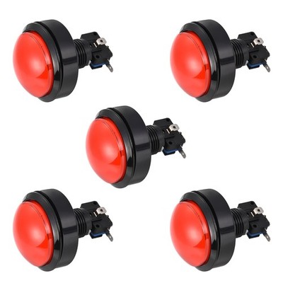 Drucktaste rund 12V LED Drucktasten + Mikroschalter für Arcade 62mm rot 5 Stück