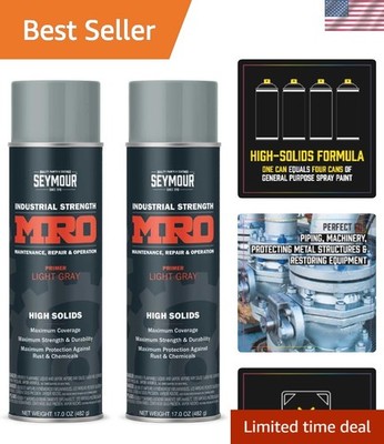 Pack of 2 High Solids Light Gray Primer Spray Paint - Industrial & Outdoor Use