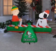 5.5 FT ANIMATED CHARLIE BROWN & SNOOPY SEE SAW AIRBLOWN INFLATABLE