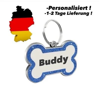 Hundeanhänger BLAU Namensschild Personalisiert ID-Tag Hundemarke Steuermarke - Bild 1 von 4