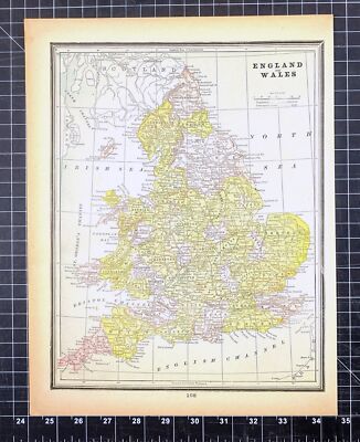 1887 Original Color Map:  ENGLAND AND WALES