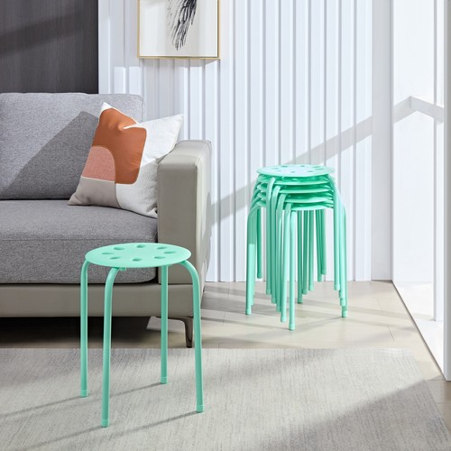 Stackable Metal Stools Set of 6 Counter Height Barstools Patio Backless Chair - Picture 9 of 48