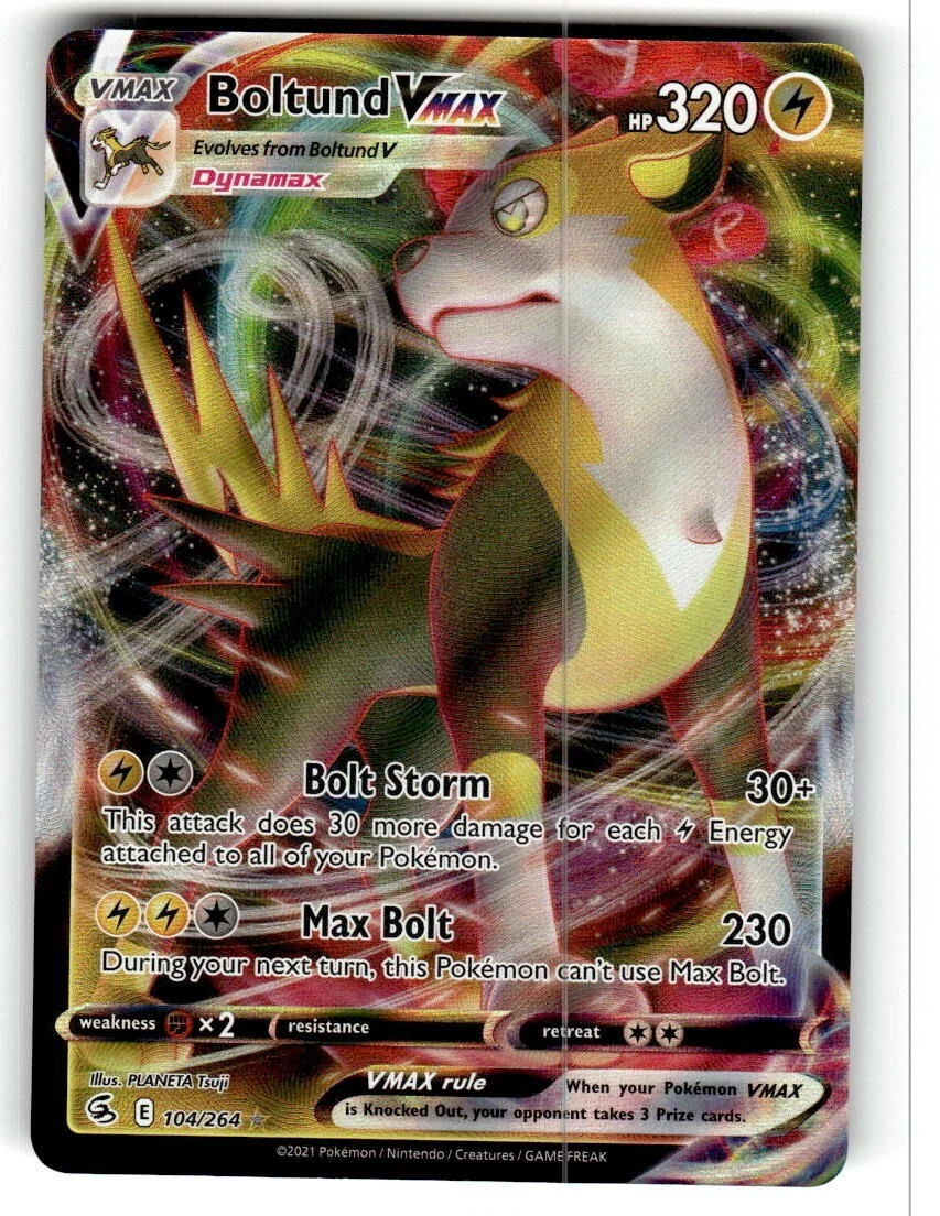 Boltund VMAX 104/264 Swsh08: Fusion Strike Holo NM Pokemon