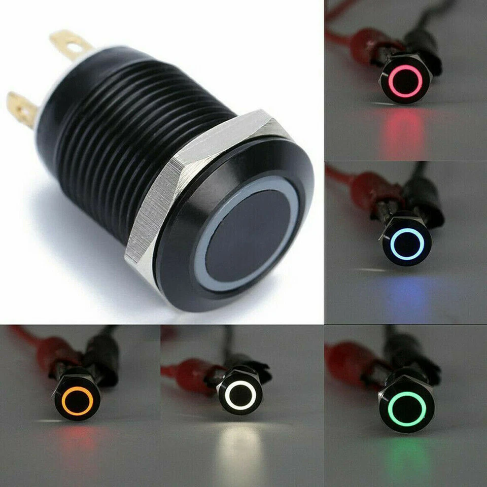 4Pin 12mm 12V Car LED Power Momentary Push Button Metal ON/OFF Switch Waterproof - Image 4 of 4
