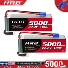 2pcs HRB 6S 5000mAh 22.2V LiPo Battery EC5 for Helicopter Airplane Drone Car 