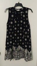 LOVERICHE Juniors  Black White boho Sleeveless Dress Size M ptp18" L34"