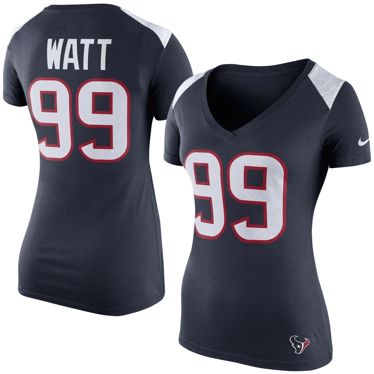 Women's Houston Texans JJ Watt Nike Navy V-Neck T-Shirt L Large