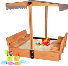 Kids Sand Boxes with Canopy Sandboxes with Covers Foldable Bench Seats
