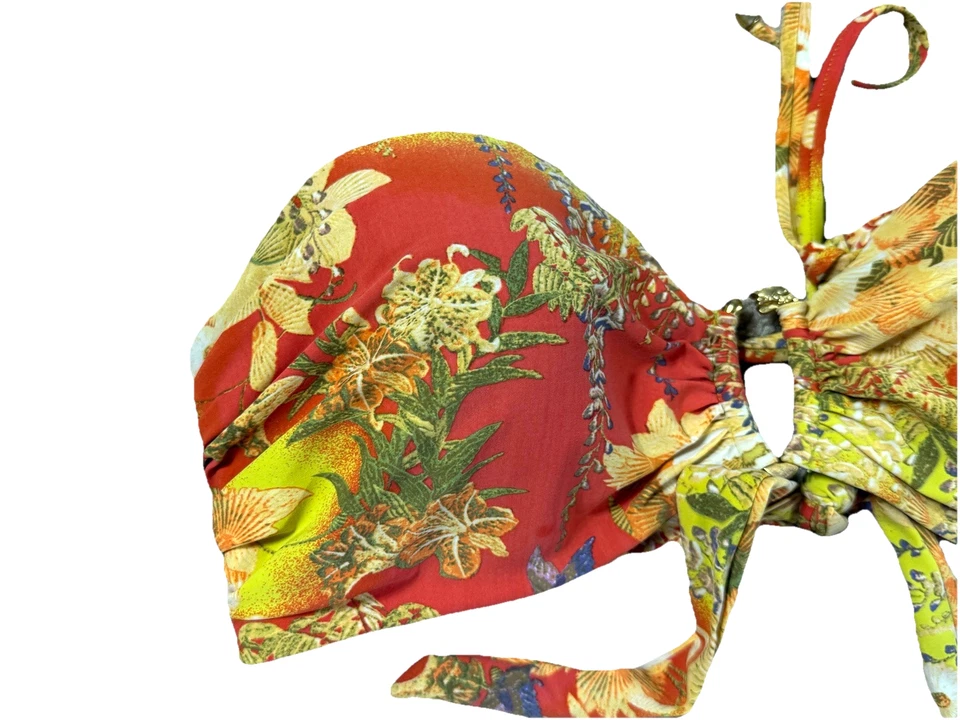 Top de bikini de diseñador Natori con acento de metal único coral naranja 32DD 34D 36C 38B Foto 4 de 4