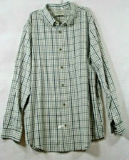 Magellan Mens XL Loose Fit Long Sleeve White Green Check Shirt 