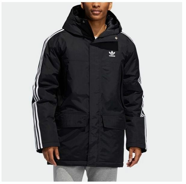 Adidas Originals Padded 3S Winter Coat, Parka, Puffer Black Jacket Men