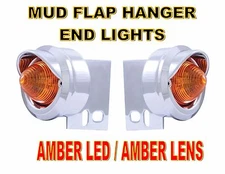 9 LED BEEHIVE MUD FLAP HANGER END LIGHT W/VISORS - AMBER LED/AMBER LENS