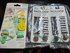 Set of 6 Pacifier Clips - 2x Peanutshell Holders & 4x Bazzlebaby Paciloops