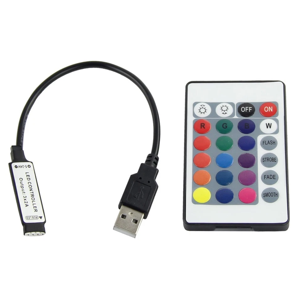 5V 5050 RGB LED Strip Light Bar TV Back Lights Kit 30SMD/M + USB Remote Control - Image 3 of 4
