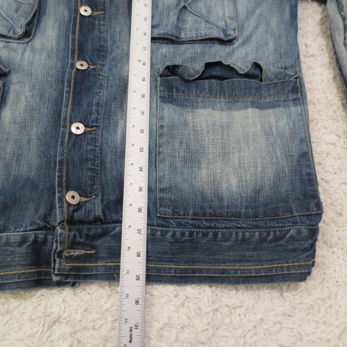 Marithe Francois Girbaud Jacket Mens XL Blue Denim Military