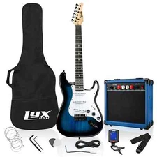 LyxPro Beginner 39” Electric Guitar & Electric Guitar Accessories, Blue