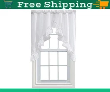 Ellis Curtain Stacey Ruffled Swag, 60 in x 38 in, White