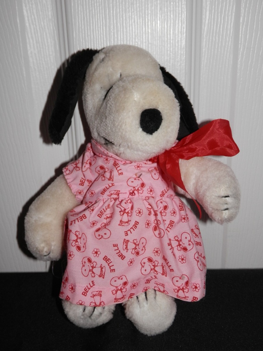 Vintage Plush Snoopy's Sister BELLE Pink Dress 10” Peanuts Vintage Plush Snoopy's Sister BELLE Pink Dress 10” Peanuts