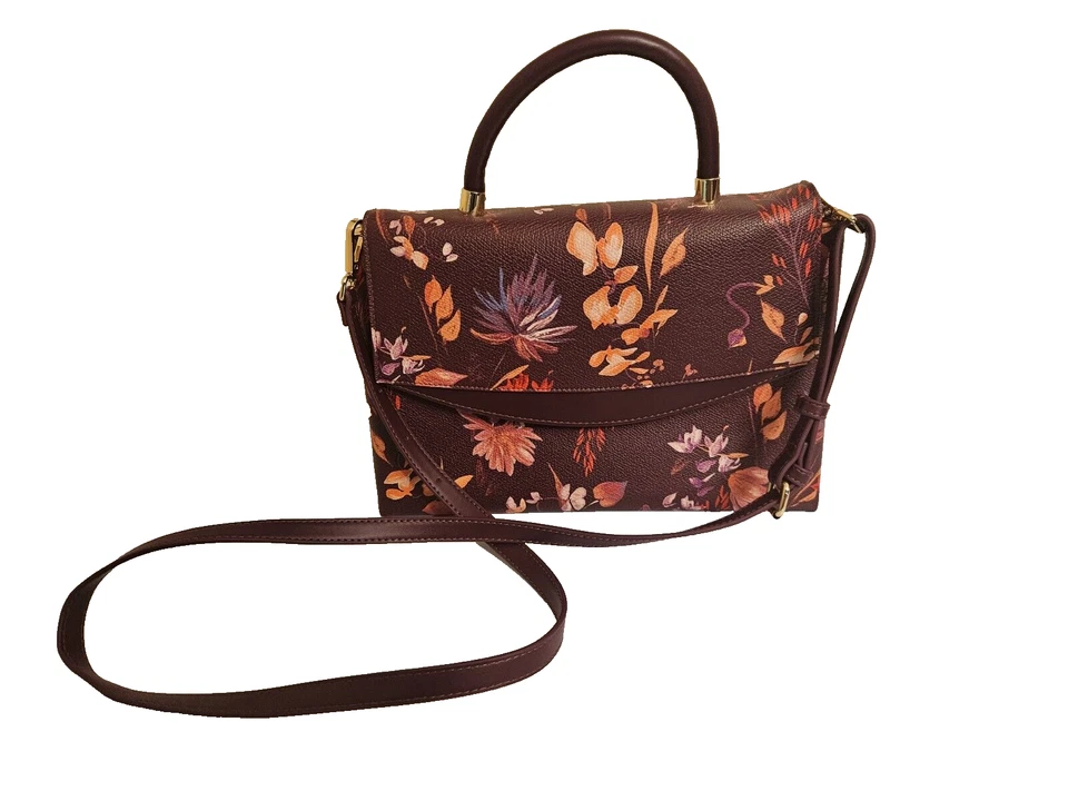Mujer Floral Bolso de Mano Un Nuevo Día Color Rojo Ciruela Estilo Maletín Talla Mediana Foto 3 de 4