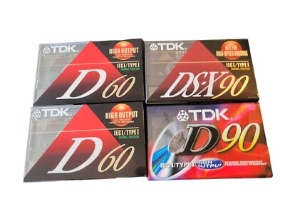 (4) New TDK BLANK RECORDING CASSETTE TAPES SEALED D60 D90 DS-X90 