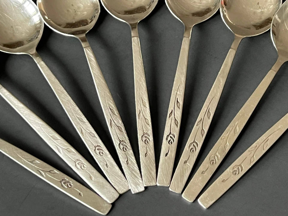 Столовые приборы Oneidacraft DeLuxe CAPISTRANO с розовым стержнем матовая нержавеющая сталь 7 дюймов ложки - 9 - Изображение 2 из 4