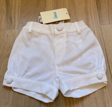 Fendi kids baby boys white on white pinstripe shorts with logo 3m