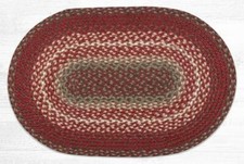 Braided Jute Oval Area Rug. Earth Rugs. RED, BROWN. 2 Sizes. 20"X30", 27"X45"