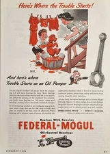 1946 Print Ad Federal-Mogul Oil Control Bearings Cartoon Boy Washes Dog