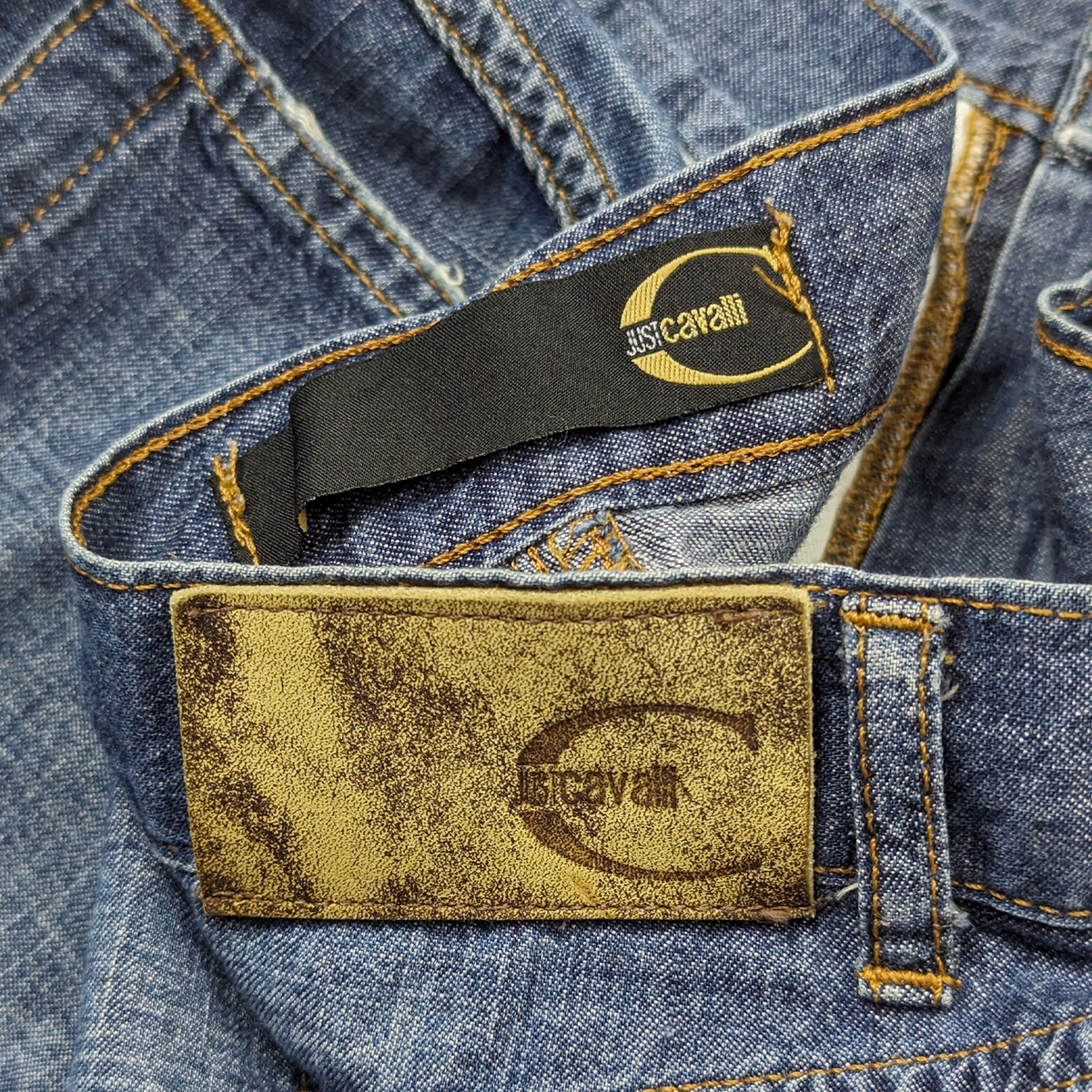 Just Cavalli Vintage Y2K 2000s Distressed Denim Jeans Mini Short