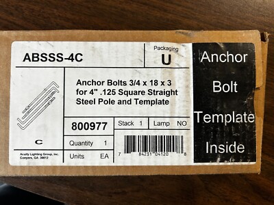 ACUITY ANCHOR BOLTS 3/4''X18X3 FOR 4'' # ABSSS-4C