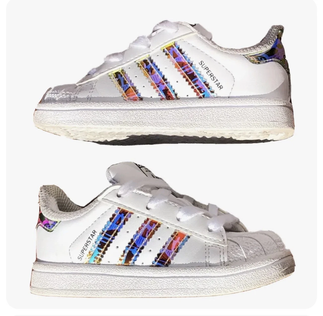 Adidas Superstar Shell Toe olografiche metallizzate scarpe da bambino sneakers bambino 6K