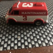 Lighted Red  White Tyco TCR 3 Maintenance Dodge Slotless Van slot cars runs