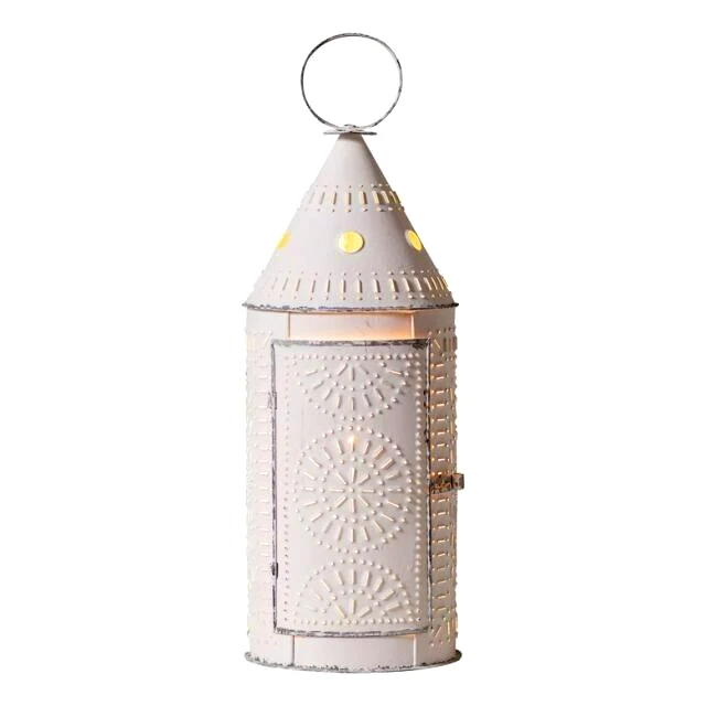Revere electric Lantern Light in Rustic White Tin - 21 inch tall - Image 2 of 2