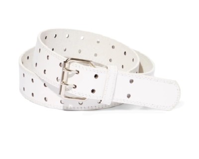 Double Row Prong White Leather Dress Belt For Men & Women-2190 | eBay