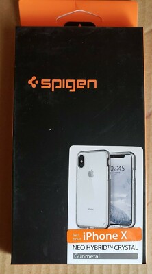 Spigen Neo Hybrid Crystal Phone Case for iPhone X in Gunmetal Gray NIP