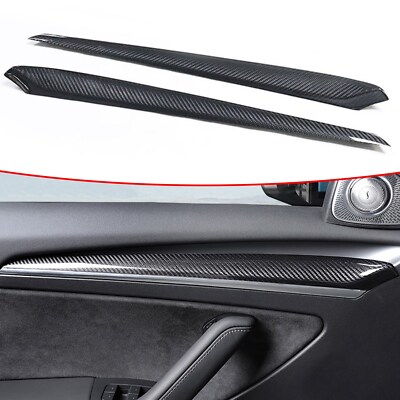 2pcs Carbon Interior Door Panel Cover Trim For Tesla Model 3 Model Y 2021 NEW
