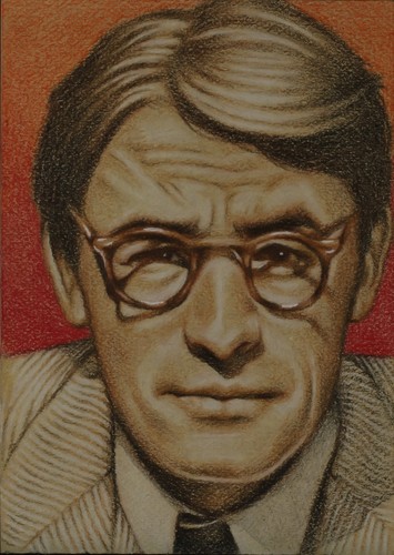 Gregory Peck, ACEO Art Original Drawing , Color Pencil, Signed, 2.5x3.5 Inch