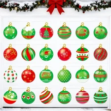 24 PCS Christmas Garage Door Magnets Decorations, Large Merry Xmas Balls Deco...