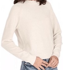 NWT Minnie Rose Cashmere Long Sleeve Shrunken Crew Raglan Sleeve Sweater Ivory L