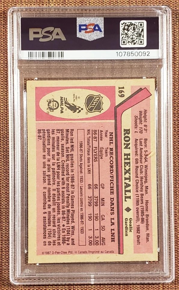 1987 O-Pee-Chee #169 Ron Hextall Flyers Rookie Hockey Card PSA 9/DNA 9 Auto RC - Image 2 of 3