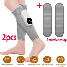 2  Leg Massager Cordless Calf Air Compression Massager Heated w/ Extension Strap