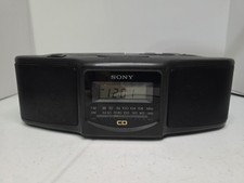 Sony ICF-CD820 AM/FM CD Clock Radio Player Alarm Space Saver Black - TESTED
