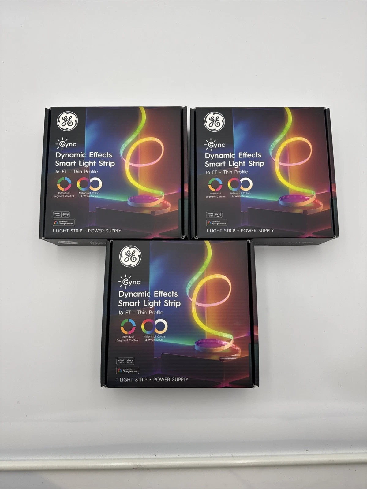 Set Of 3 GE 16' CYNC Dynamic Effects Smart LED Full Color Light Strip