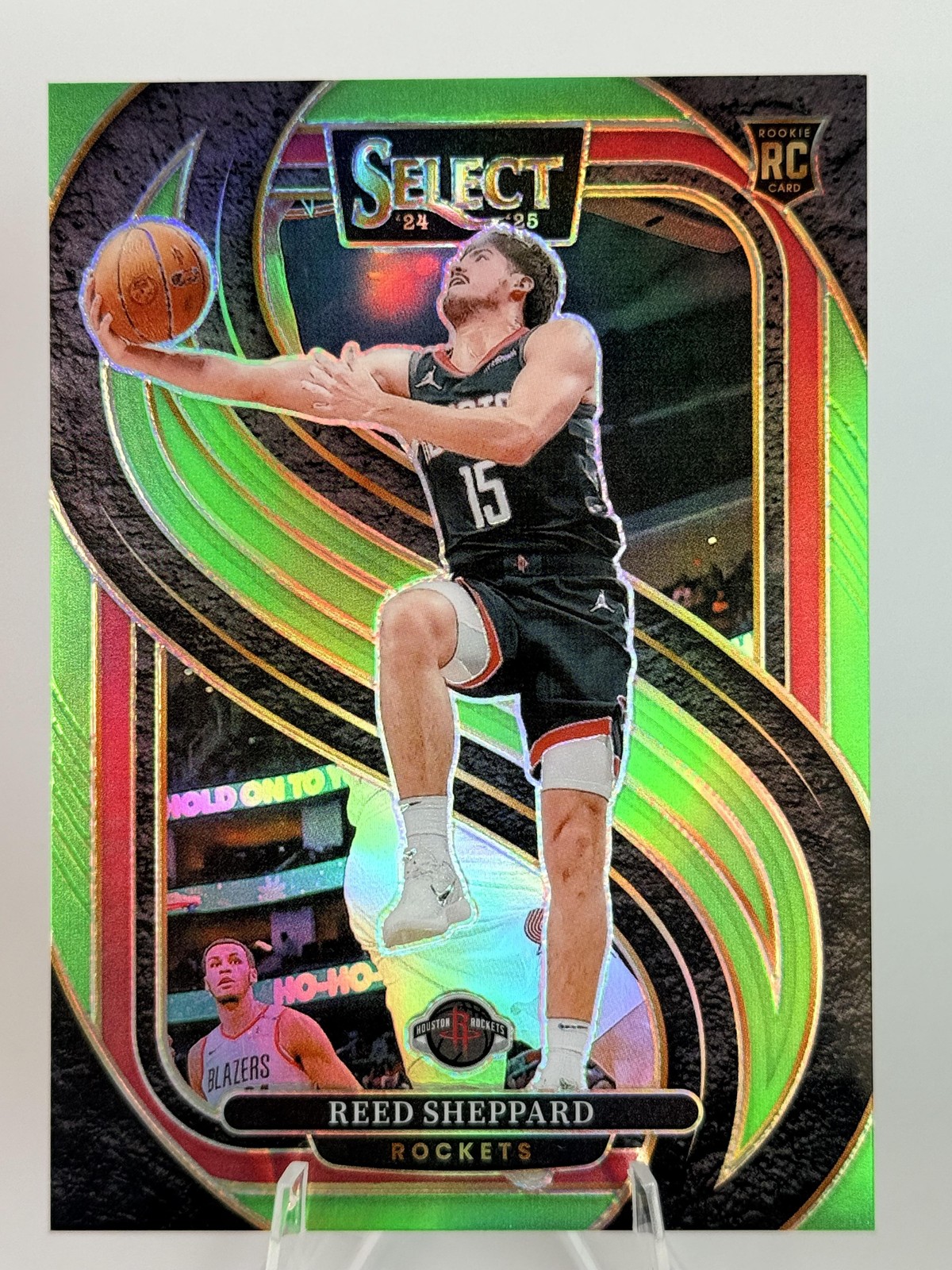 Reed Sheppard 5/75 ROOKIE - 2024-25 Panini Select Neon Green Prizm #181