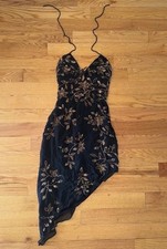 Rare Vintage 100 silk asymmetrical cache beaded dress size medium
